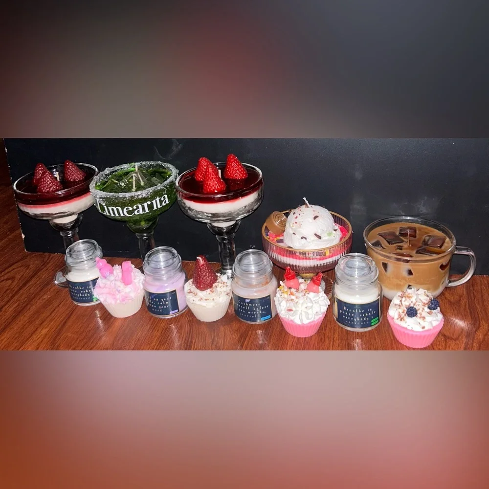 Decorative Strawberry & Pink Cupcake Candle Set - Unbranded